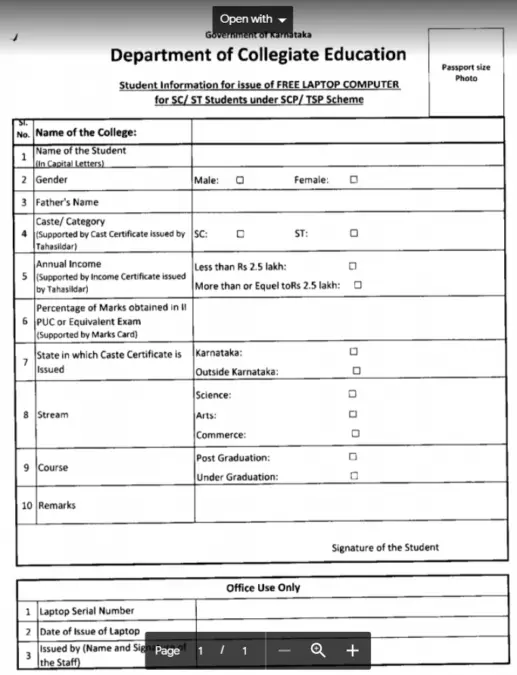 karnataka free laptop scheme apply form 517x675 1 [Apply] Karnataka Free Laptop Scheme 2022 Registration Form / Eligibility Criteria PDF